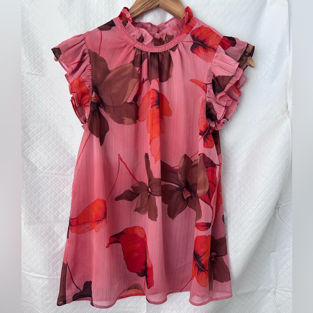 Express Pink and Brown Floral blouse